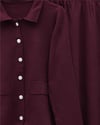 Önü Düğmeli Etekli Yakalı Triko Takım -Bordo-Takım-295-1283-R04