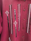 Önü Düğmeli Pul Payetli Pantolonlu Takım  -Bordo-Takım-138-6720-R04