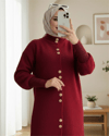 Önü Düğmeli Uzun Sakallı Yumoş  Hırka -Bordo-Hırka-280-3265-R04