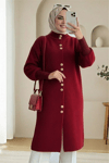 Önü Düğmeli Uzun Sakallı Yumoş  Hırka -Bordo-Hırka-280-3265-R04