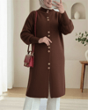 Önü Düğmeli Uzun Sakallı Yumoş  Hırka -Kahve-Hırka-280-3265-R15