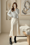 Önü Düğmeli Yumoş Triko Hırka -Açık Gri-Hırka-385-3748-R41