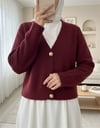 Önü Düğmeli Yumoş Triko Hırka -Bordo-Hırka-385-3748-R04