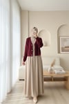 Önü Düğmeli Yumoş Triko Hırka -Bordo-Hırka-385-3748-R04