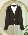 Önü Düğmeli Yumoş Triko Hırka -K. Kahve-Hırka-385-3748-R54