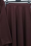 Önü Fermuarlı Cep Detaylı Beli Kemerli Etekli Diagonal Takım -Bordo-Takım-253-13170-R04