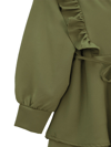 Önü Fırfırlı Bağcıklı Eteği Katlı Pantolonlu Kimono Takım -Haki-Takım-349-7001-R05