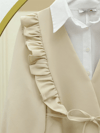 Önü Fırfırlı Bağcıklı Eteği Katlı Pantolonlu Kimono Takım  -Krem-Takım-349-7001-R28