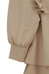 Önü Fırfırlı Bağcıklı Eteği Katlı Pantolonlu Kimono Takım -Bej-Takım-349-7001-R56