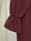 Önü Fırfırlı Bağlamalı Krinkıl Kimono -Bordo-Kimono&Kaftan-349-7005-R04