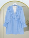 Önü Fırfırlı Bağlamalı Krinkıl Kimono   -Bebe Mavi-Kimono&Kaftan-349-7005-R32