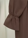 Önü Fırfırlı Bağlamalı Krinkıl Kimono -Kahve-Kimono&Kaftan-349-7005-R15