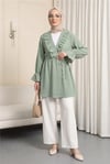 Önü Fırfırlı Bağlamalı Krinkıl Kimono -Mint-Kimono&Kaftan-349-7005-R24