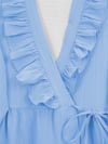 Önü Fırfırlı Bağlamalı Krinkıl Kimono   -Bebe Mavi-Kimono&Kaftan-349-7005-R32