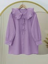Önü Fiyonk Detaylı Bebe Yaka Poplin Gömlek -Lila-Gömlek-120-1596-R42