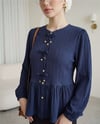 Önü Fiyonk Detaylı Düğmeli Kolu Lastikli Bluz  -Laci-Bluz-398-1043-R03