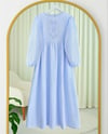Önü Fiyonk Detaylı Kolları Lastikli Müslin Elbise -Bebe Mavi-Elbise-349-7071-R32