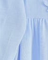 Önü Fiyonk Detaylı Kolları Lastikli Müslin Elbise -Bebe Mavi-Elbise-349-7071-R32