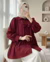 Önü Fiyonk Detaylı Parçalı Gömlek  -Bordo-Gömlek-398-1026-R04
