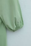 Önü Nervürlü Yarım Düğmeli Poplin Elbise -A.Yeşil-Elbise-111-61583-R69