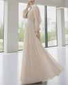 Önü Taş Detaylı Astarlı Tül Abiye -Bej-Abiye-316-4789-R56