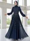 Önü Taş Detaylı Astarlı Tül Abiye -Laci-Abiye-316-4789-R03