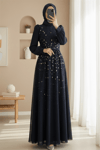 Önü Taş Detaylı Astarlı Tül Abiye -Laci-Abiye-316-4789-R03