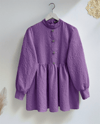 Önü Taşlı Düğme Detaylı Parçalı Arkası Fermuarlı Tunik -Mor-Tunik-102-2101-R34