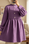 Önü Taşlı Düğme Detaylı Parçalı Arkası Fermuarlı Tunik -Mor-Tunik-102-2101-R34