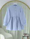 Önü Taşlı Düğme Detaylı Parçalı Arkası Fermuarlı Tunik -Bebe Mavi-Tunik-102-2101-R32