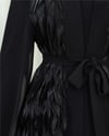 Önü Tül Detaylı Kemerli Eteği Katlı İkili Abaya Takım -Siyah-Abaya-316-4816-R01