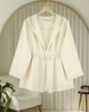 Önü Tünel Bağcıklı Scuba Kimono -Bej-Kimono & Kaftan-223-3066-R56