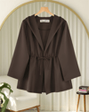 Önü Tünel Bağcıklı Scuba Kimono -K. Kahve-Kimono & Kaftan-223-3066-R54