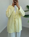 Önü Üç Bağcıklı Keten Kimono -Açık Sarı-KİMONO&KAFTAN-307-2339-R75
