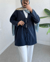 Önü Üç Bağcıklı Keten Kimono -Laci-KİMONO&KAFTAN-307-2339-R03