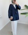 Önü Üç Bağcıklı Keten Kimono -Laci-KİMONO&KAFTAN-307-2339-R03