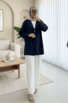 Önü Üç Bağcıklı Keten Kimono -Laci-KİMONO&KAFTAN-307-2339-R03