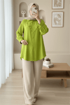 Önü V Desenli Gömlek -F.Yeşili-Gömlek-349-7023-R67