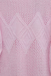 Önü Ve Kolları Desenli Ajurlu Triko Kazak -Pembe-Kazak-109-1200-R20