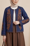 Önü Ve Kolları Nakış İşlemeli Kot Ceket -Laci-Ceket-364-5583-R03