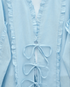Önü Ve Kolu Fırfırlı Bağlamalı Keten Gömlek -Bebe Mavi-Gömlek-362-4457-R32