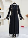 Önü Ve Manşeti Taşlı Abaya  -Bakır-Abaya-118-3248-R48