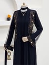 Önü Ve Manşeti Taşlı Abaya  -Bakır-Abaya-118-3248-R48