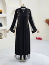 Önü Ve Manşeti Taşlı Abaya  -Bakır-Abaya-118-3248-R48