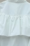 Önü Ve Omuzu Fırfır Detaylı Poplin Gömlek Bluz -Beyaz-Gömlek-432-25182-R02