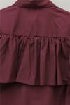 Önü Ve Omuzu Fırfır Detaylı Poplin Gömlek Bluz -Bordo-Gömlek-432-25182-R04