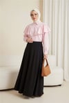 Önü Ve Omuzu Fırfır Detaylı Poplin Gömlek Bluz -Pembe-Gömlek-432-25182-R20