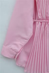 Önü ve Sırtı Pilise Detaylı Gizli Düğmeli Tasarım Gömlek   -Pembe-Tunik-431-261950-R20