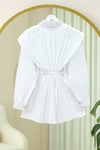 Önü ve Sırtı Pilise Detaylı Gizli Düğmeli Poplin Gömlek -Beyaz-Tunik-431-261950-R02
