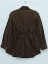 Önü ve Sırtı Pilise Detaylı Gizli Düğmeli Tasarım Gömlek  -Kahve-Tunik-431-261950-R15